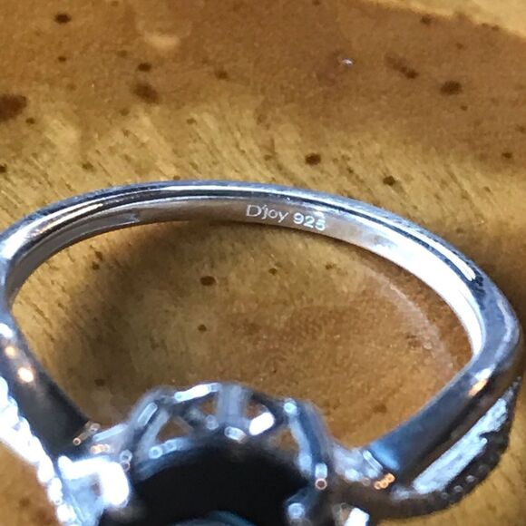 Natural Black Spinel Sterling Silver Infinity Ring Size 6 - Picture 5 of 9